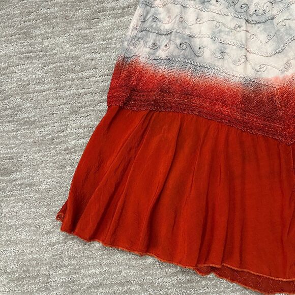 Vintage Dress Womens S Red Black Tie Dye Festival Boho Fairy Halter Y2K 90s - Picture 5 of 16